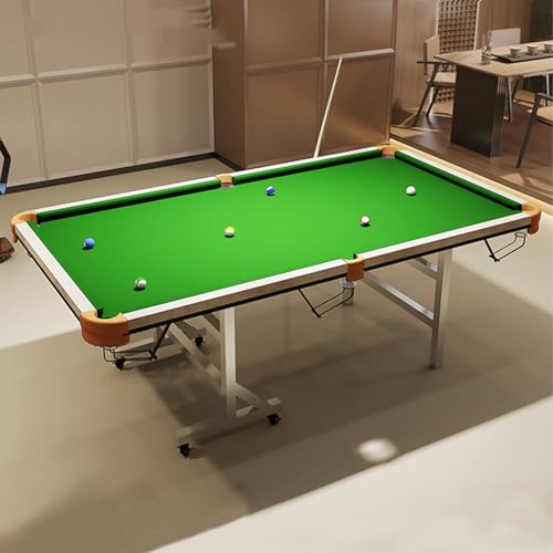 2-in-1 Pool & Ping Pong Table with Foldable Legs, Pool Table, Brass/Carbon Steel,Small Pockets for Pro Training & Family Fun - size: 200CM Carbon Steel Set