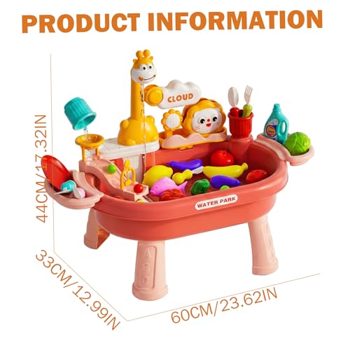Toy Sink with Running Water Toddler Water Table Play Sink with Detachable Legs 180° Rotating Faucet Multi Play Modes - color: Style 1