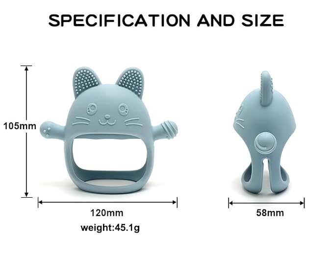 HippoBaby Rabbit Hand Guard Teether 2-Pack – Silicone Baby Teething Toys for Infants, Toddlers & Newborns – 100% Food Grade, BPA-Free¸Flexible Gum Soother (Rabbit Hand Guard - Blue/Green)