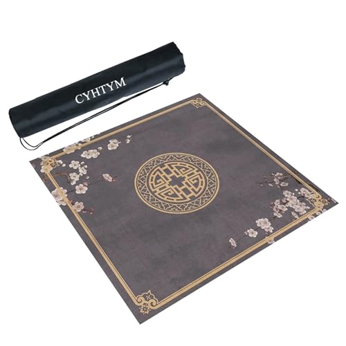 Square Mahjong Mat with Black Carrying Bag, Thick Anti Slip Tablecloth, Table Pad for Mahjong Poker and Tile Game(Gray1,85cm/33.4") - color: Gray1, size: 85cm/33.4"