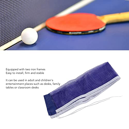 Table Tennis Net Pingpong Net Replacement, Durable Portable Blue Polyester Net with Iron Brackets for Office Table Family Dining Table Classroom Desk