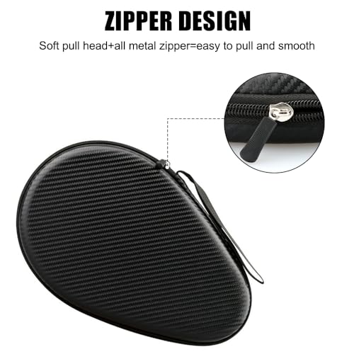 MiOYOOW Table Tennis Racket Case, Hard Shell Ping Pong Storage Bag Ping Pong Paddles Case with Zipper Can Hold 2 Short-Handled Rackets or 1 Long-Handled Racket - color: Straw mat pattern khaki