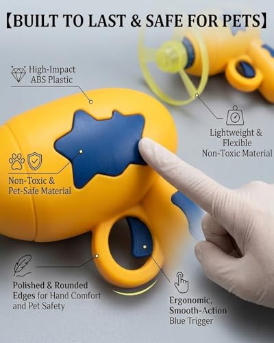 Bamboo Dragonfly Catapult Pistol, Bamboo Dragonfly Catapult Launcher, Flying Disc Launcher Toy with LED Glow, Interactive Play for Cats & Outdoor Fun, Exercise & Night Activity (Yellow) - color: Yellow