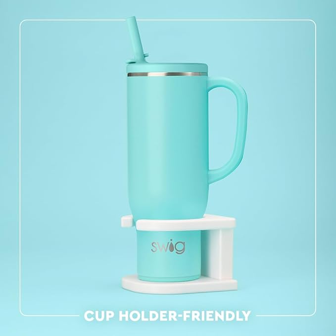 Swig Life 30oz Mega Mug, 30oz Tumbler with Handle and Straw, Large Insulated Tumblers, Cup Holder Friendly Travel Mug, Stainless Steel 30 oz Tumbler, Reusable Insulated Water Bottle (Jockey Club)