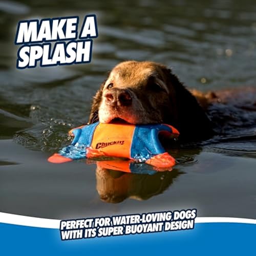 Chuckit! Flying Squirrel Fetch Dog Toy - Water Floating Flyer - Soft and Durable Polyester Canvas Construction - For Medium Dogs - Size Medium - 9.5-inch Diameter - Pack of 1 - Orange and Blue - size: Medium
