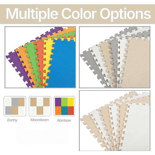 FlooringInc Baby Play Mat for Floor, Extra Large 2'x2' Foam Floor Tiles for Kids, Soft Interlocking Puzzle Mat, 1/2 Inch Thick, Non-Toxic EVA (Rainbow, 30 Tile Pack, 120 Sq Ft) - size: 30 Tile Pack