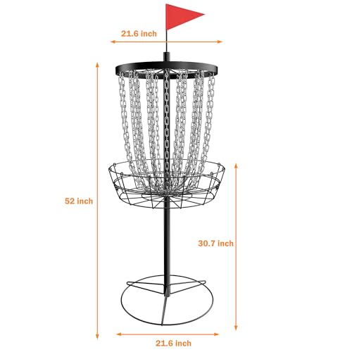NQV PRO Disc Golf Basket,Heavy Duty 24 Chain Portable Target with Transit Bag, Outdoor/Indoor - size: 50in-Black