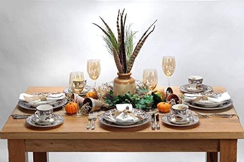 Spode Woodland Red Grouse Dinner Plate - 10.5" Fine Earthenware, British Flowers Border, Rustic Game Animal Design Made in England - Microwave, Freezer, Oven, Dishwasher Safe for Holiday Dining