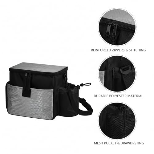 Compact Disc Golf Bag with Single Shoulder Strap, Lightweight Polyester Carrier for Putters and Mid-Range Discs, Black