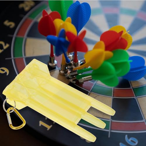 Totority Portable Hard Dart Case with Lockable Plastic Shell, Wear-resistant Carrying Box for Outdoor Darts Storage and Travel, Yellow