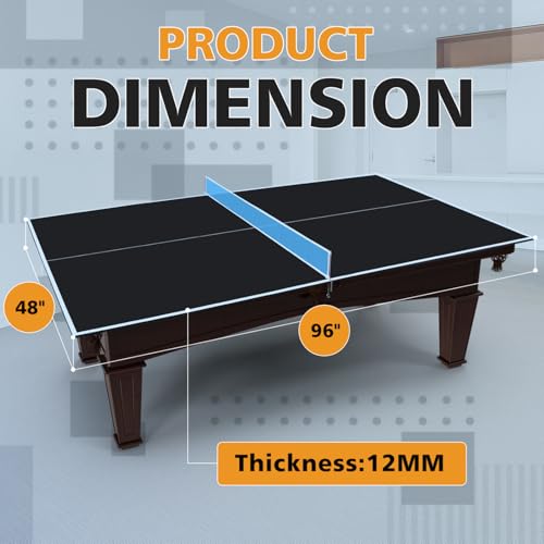8Ft Black Mid-Size Ping Pong Conversion Foldable & Portable Table Tennis Table for Indoor Games Black Professional Indoor Games Durable