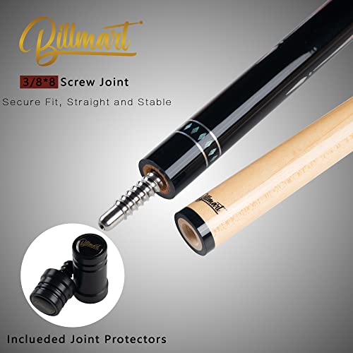 Billmart Pool Cue Stick, Low Deflection Shaft Billiard Cue Sticks with Hard Case, Pool Table Sticks Queue, 19-21 oz Pool Que - color: Red, size: 20 oz