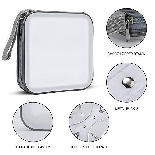 Golf Ball CD Case 40 Capacity DVD Case with Zipper Disc Storage Organizer Portable CD Holder Storage Hard Plastic DVD Wallet Holder Organizer for Home Car Travel