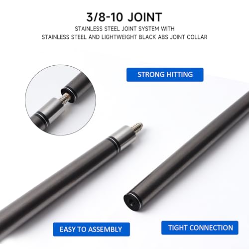 GSE Games & Sports Expert 58" 2-Piece Fiberglass Graphite Composite Billiard Pool Cue Sticks (Several Colors Available, Weight from 18oz, 19oz, 20oz, 21oz) - color: Grey, style: set of 4
