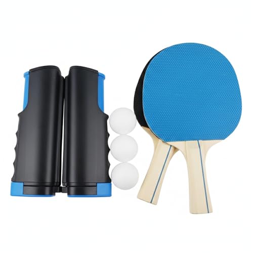 Portable Retractable Ping Pong Net Set with 2 Rackets & 3 Balls, Tool-Free Clamp for Any Flat Table - color: Black