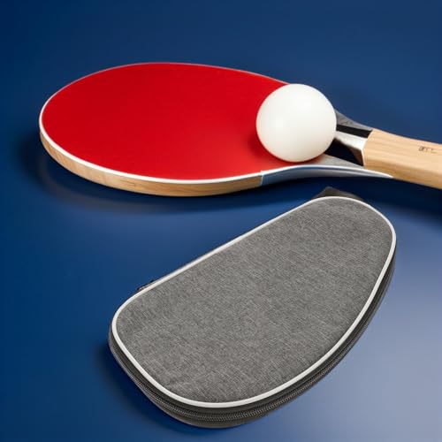 Cabilock 2pcs Table Tennis Racket Case Paddle Bag with Zipper Storage Organizer Grey Shell Portable Sports Bag for Ping Pong Paddle and Ball Carrying