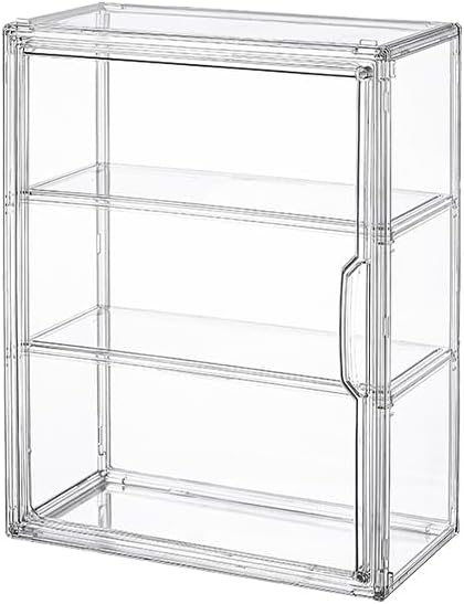 BOHOIDEE 3 Tiers Clear Display Case for Figures, Acrylic Storage Organizers Box with Magnetic Door, Wall-Mounted Dustproof Showcase for Collectibles Action Figure(4PACK Wall-Mounted Medium)