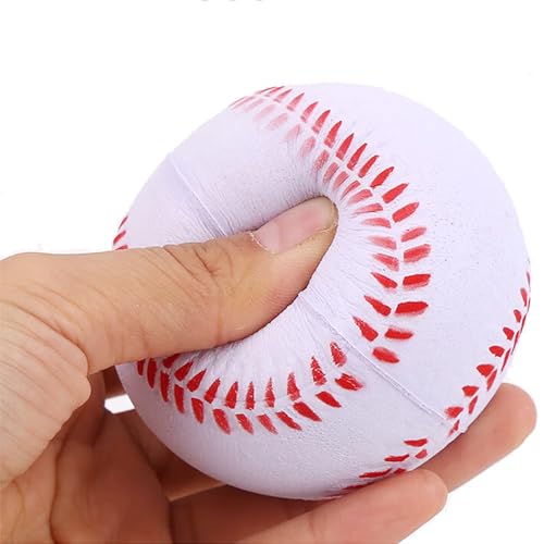 Soft Foam Baseballs Practice Training Ball for Beginners Squeeze Ball Safe Throwing Catching Batting - color: 4 White Foam Baseballs