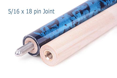 58 inch Hand-Painted Series 2-Piece Billiard Pool Cue Stick with Irish Linen Wrap - color: Blue, size: 18oz