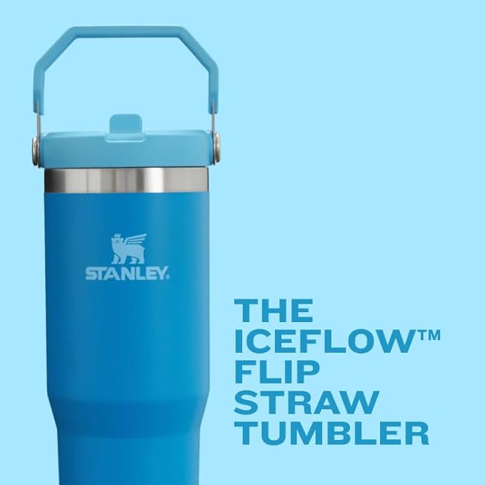 STANLEY IceFlow 2.0 Flip Straw Tumbler with Handle 40 oz | Twist On Lid and Flip Up Straw | Leak Resistant Water Bottle | Insulated Stainless Steel | BPA-Free | Black 2.0