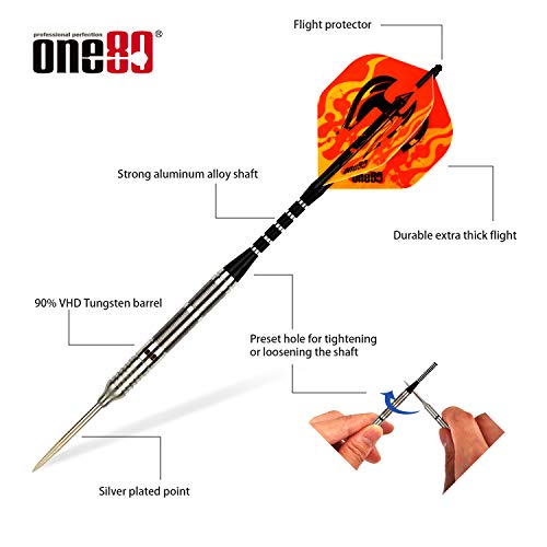 ONE80 90% VHD Steel Tip Tungsten Dart, Professional Barrel Style with Extra Flights, Shafts and Sharpener Gift Box Packaging - style: H-20g