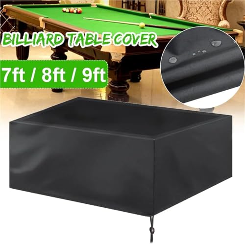 1pc 7ft 8ft 9ft Billiard Table Cover Waterproof Dustproof Resistant Snooker Protector With Locking rope(Black,260x135x82cm) - color: Black, size: 260x135x82cm