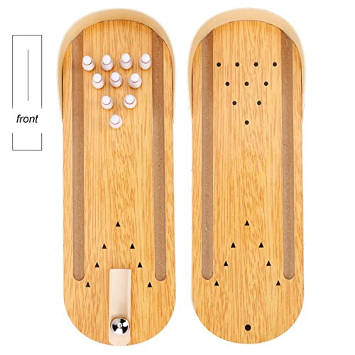 Mini Bowling Toy Set - Sturdy Wooden Desktop Bowling Game for Kids and Adults - Fun Stress Reliever - Approx. 295mm