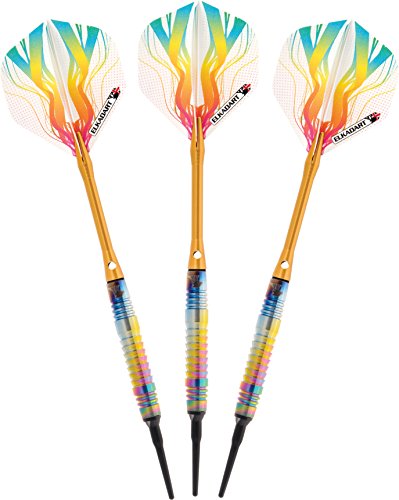 Elkadart Rainbow 90% Tungsten Soft Tip Darts with Storage/Travel Case - style: Shark Fin (16 Grams)