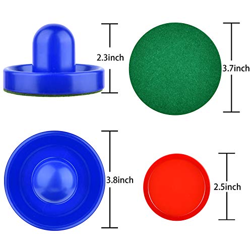 Coopay Air Hockey Pushers and Pucks, Air Hockey Paddles, Goal Handles Paddles Replacement Accessories for Game Tables (4 Striker, 8 Red Puck Pack) - color: Blue and Green