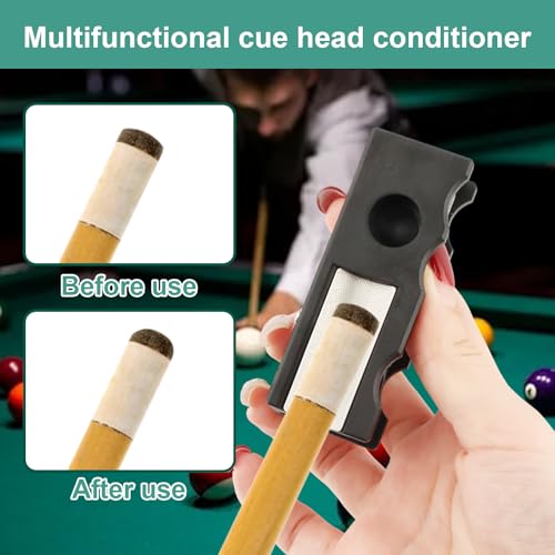 11-in-1 Pool Cue Tip Shaper, Upgraded Billiard Tool with Spare Blade & Wrench, Durable Table Accessories for Repair and Shaping Cue Tips
