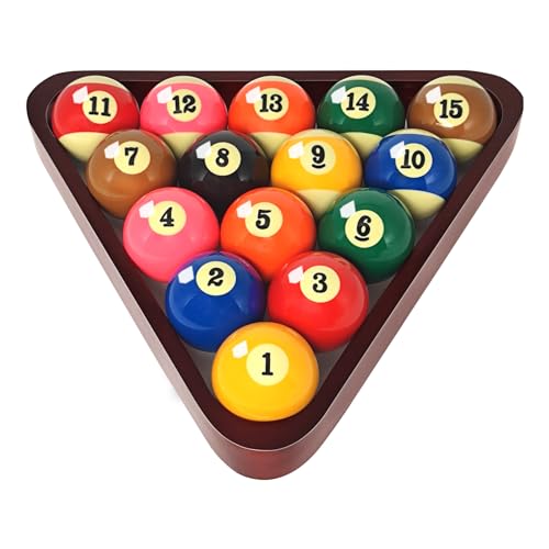 Solid Wood Pool Ball Rack Billiard Ball Triangle Rack, Pool Table Ball Holder Positioning Rack,2-1/4" Pool Ball Rack - color: Burgundy