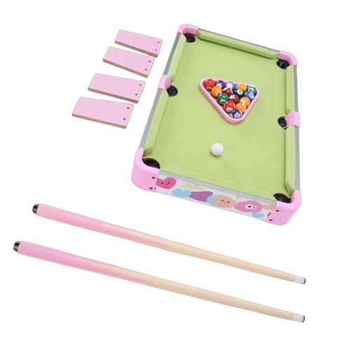 Zunate Kids Billiard Table, Portable Desktop Pool Set for Children with 16 Balls and 2 Cue Sticks in 20 Inch Composite Wood Design for Interactive Family Fun