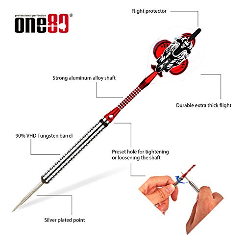 ONE80 90% VHD Steel Tip Tungsten Dart, Professional Barrel Style with Extra Flights, Shafts and Sharpener Gift Box Packaging - style: A-23g