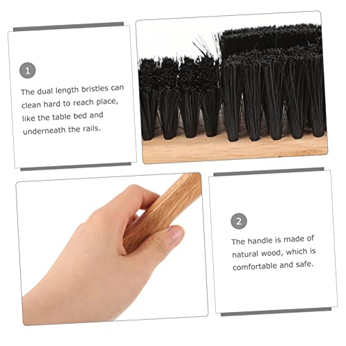 2pcs Pool Table Brush Set Wooden Cleaning Tool with Durable Pe Bristles for Billiard Table Dust Removal Includes Surface and Rail Brushes