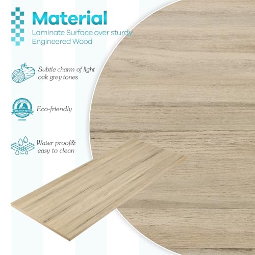 Kaboon Universal Tabletop 60"x18", Solid One-Piece Melamine Table Top, Double Desk L-Desk DIY, Home and Office Countertop, Oak/Grey Tone - color: Oak, size: 60x18