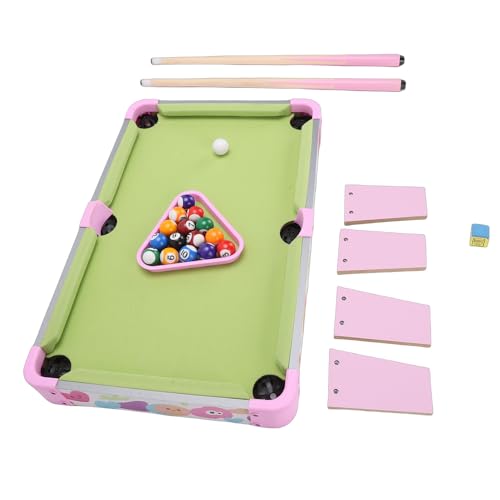 Zunate Kids Billiard Table, Portable Desktop Pool Set for Children with 16 Balls and 2 Cue Sticks in 20 Inch Composite Wood Design for Interactive Family Fun