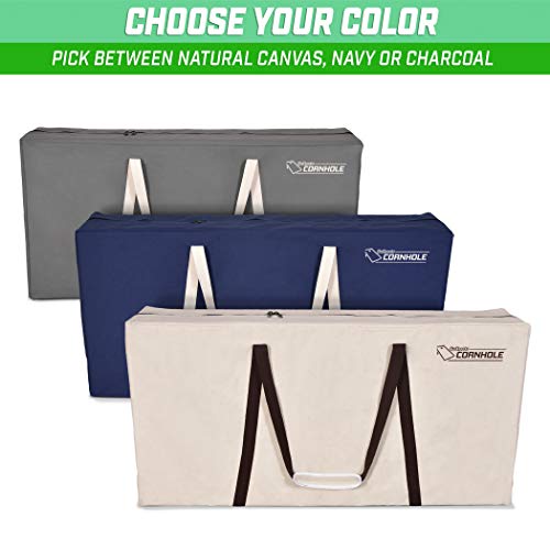 GoSports 4 x 2 ft Canvas Cornhole Carrying Case - Choose Navy Blue, Gray, or Natural - PRO Grade - style: Natural