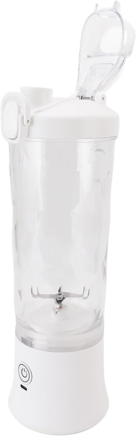 Portable Blender, 600ml 18000RPM USB C Rechargeable Mini Juicer Cup, Stainless Steel Blades Blender with RGB Light, Ideal for Travel, Gym & Sports