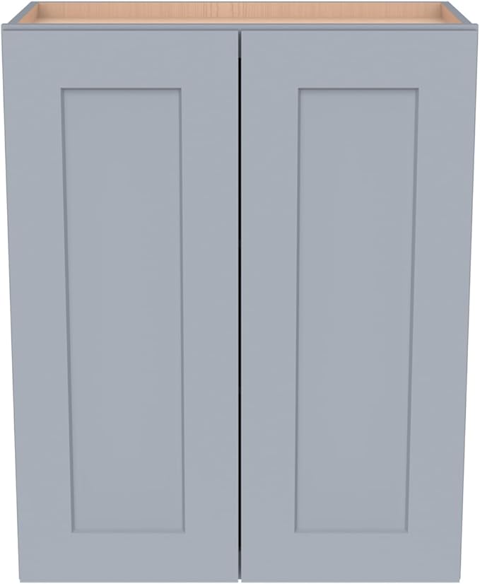 Wall-Mounted Cabinet – Solid Wood Shaker Style Medicine Cabinet with Adjustable Shelves & Soft-Close Doors for Bathroom, Kitchen, and Office Storage (Grey, 36" W x 12" D x 30" H)