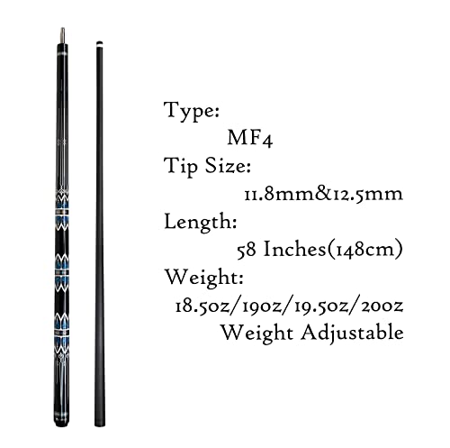 Carbon Fiber Pool Cue,11.8mm/12.5mm Low Deflection Cue Stick,Professional Pool Stick with Case - color: MF4, size: 11.8mm