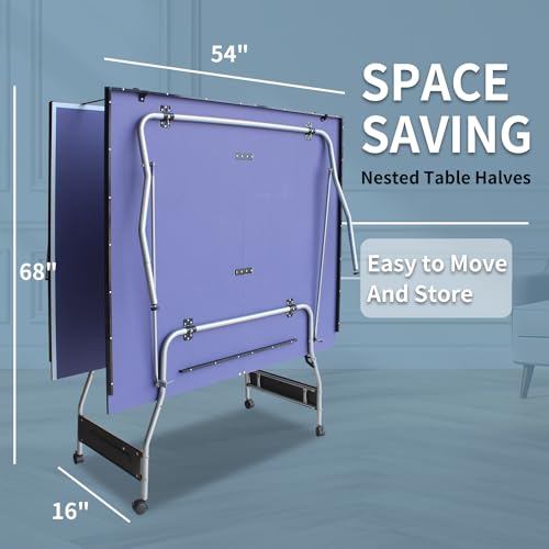 Folding & Portable 8ft Mid-Size Ping Pong Table Set for Indoor and Outdoor Games