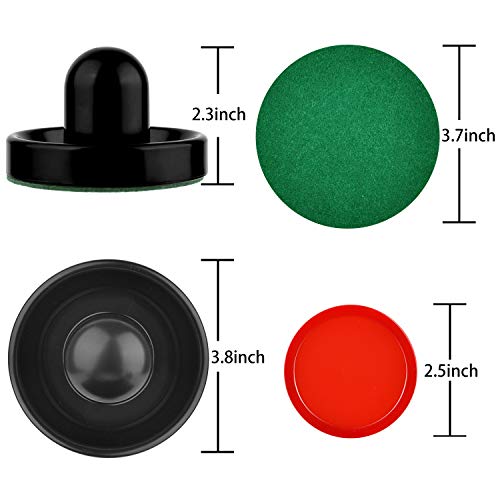 Coopay Air Hockey Pushers and Pucks, Air Hockey Paddles, Goal Handles Paddles Replacement Accessories for Game Tables (4 Striker, 8 Red Puck Pack) - color: Red and Black