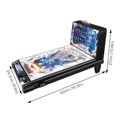 Mini Pinball Game Machine, Electronic Desktop Ball Shooting Toy with Light and Sound Effects, Digital-Counter, Arcade Alley Games for Kids and Adults, Pinball Gifts