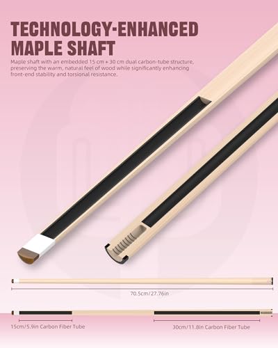 KONLLEN Maple Pool Cue Stick for Adults - Features Low Deflection Shaft, Titanium Alloy 3/8x8 Joint, and 12mm Tip - color: K-P-01