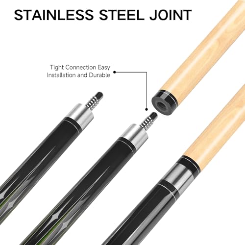 HomeSeason Pool Cue Stick 58" Billiard Cue Sticks 3D Printed Grip Professional Low Deflection Pool Sticks Maple Wood Pool Sticks 13mm Tip - color: 2-Pack-19/20oz