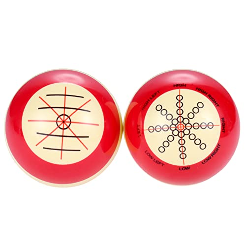 6 Red Dot & Red Cue Ball, AAA-Grade PRO Billiard Practice Training Que Ball - 2 1/4"