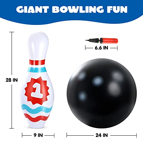 JOYIN Giant Inflatable Bowling and 31PCS 3 in 1 Carnival Play Set for Toddlers & Adults, Outdoor & Indoor Family Fun Games, Lawn Games