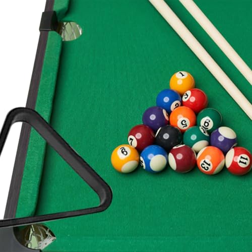 harayaa Mini Tabletop Pool Set Billiard Game Portable Compact Pool Table Game Balls Triangle Rack Pool Cues with Wooden Body Suitable for Home Office Play