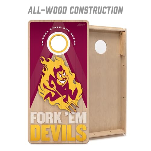 YouTheFan NCAA 2' x 4' Slogan Series Professional Wood Cornhole Game with Logo Bags - color: Arizona State Sun Devils