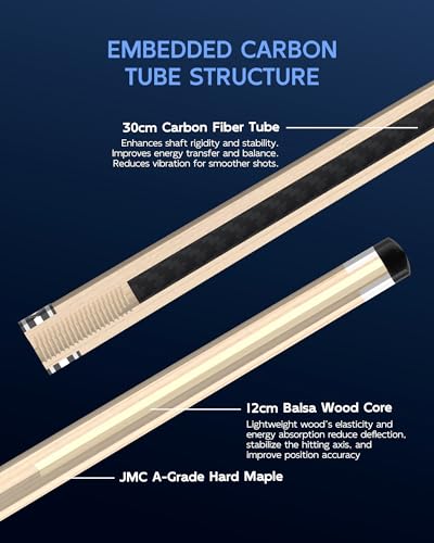 KONLLEN Maple Pool Cue Stick for Adults - Features Low Deflection Shaft, Titanium Alloy 3/8x8 Joint, and 12mm Tip - color: K-05-set